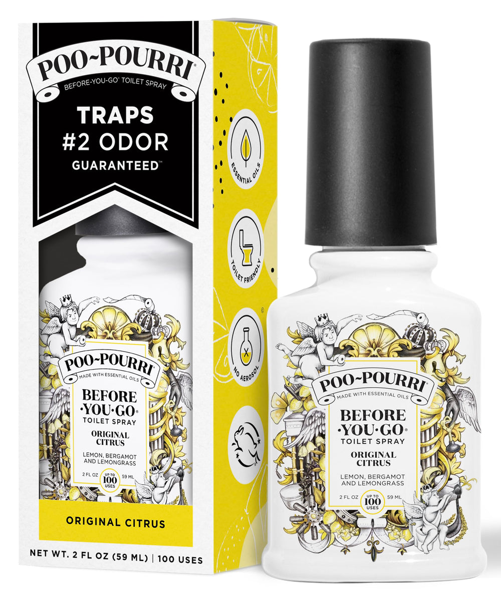 Poo-Pourri nozzle close-up demonstrating fine mist spray for efficiency