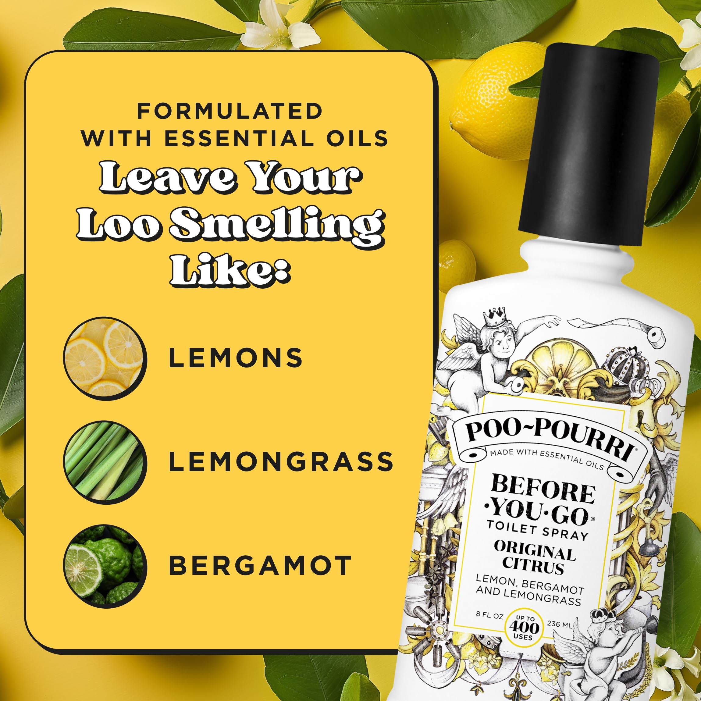 Refilling Poo-Pourri bottle to illustrate reusable, waste-reducing design