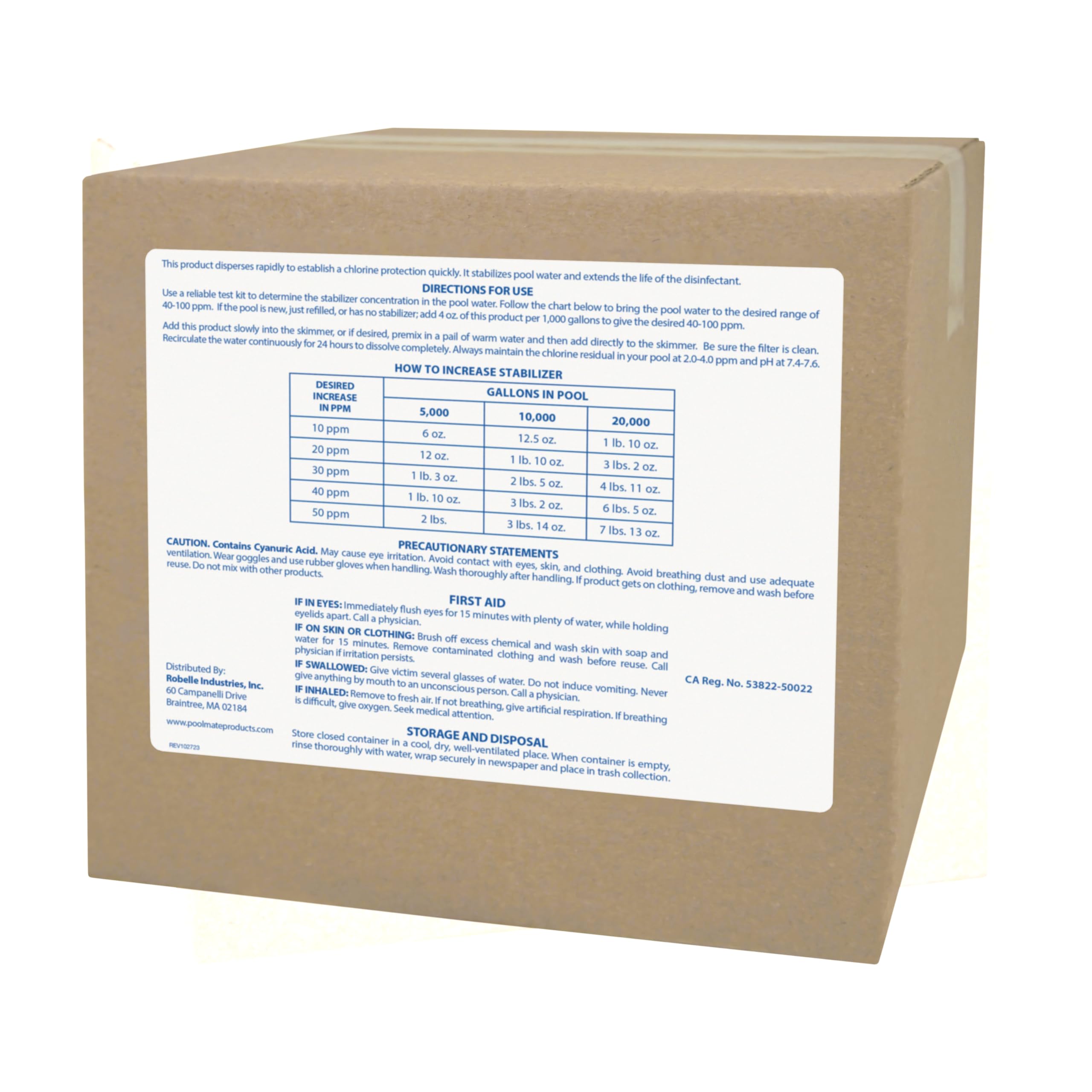 Pool Mate close-up granular texture illustrating fast-dissolving cyanuric acid for quick protection