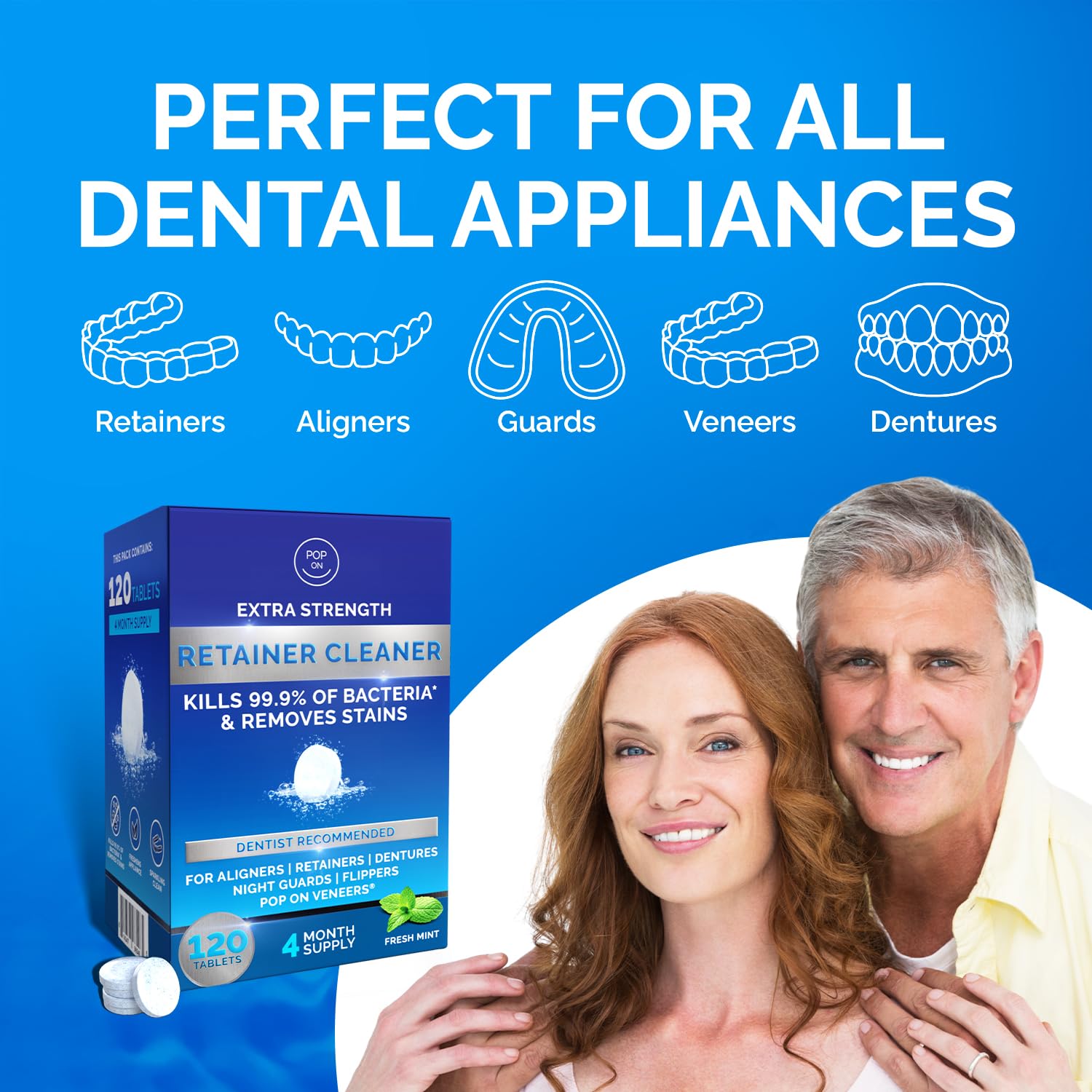 POP ON VENEERS tablet used inside ultrasonic cleaner enhancing agitation benefit
