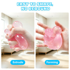 POPOMR hand squeezing squishy to show moldable no-rebound calming action