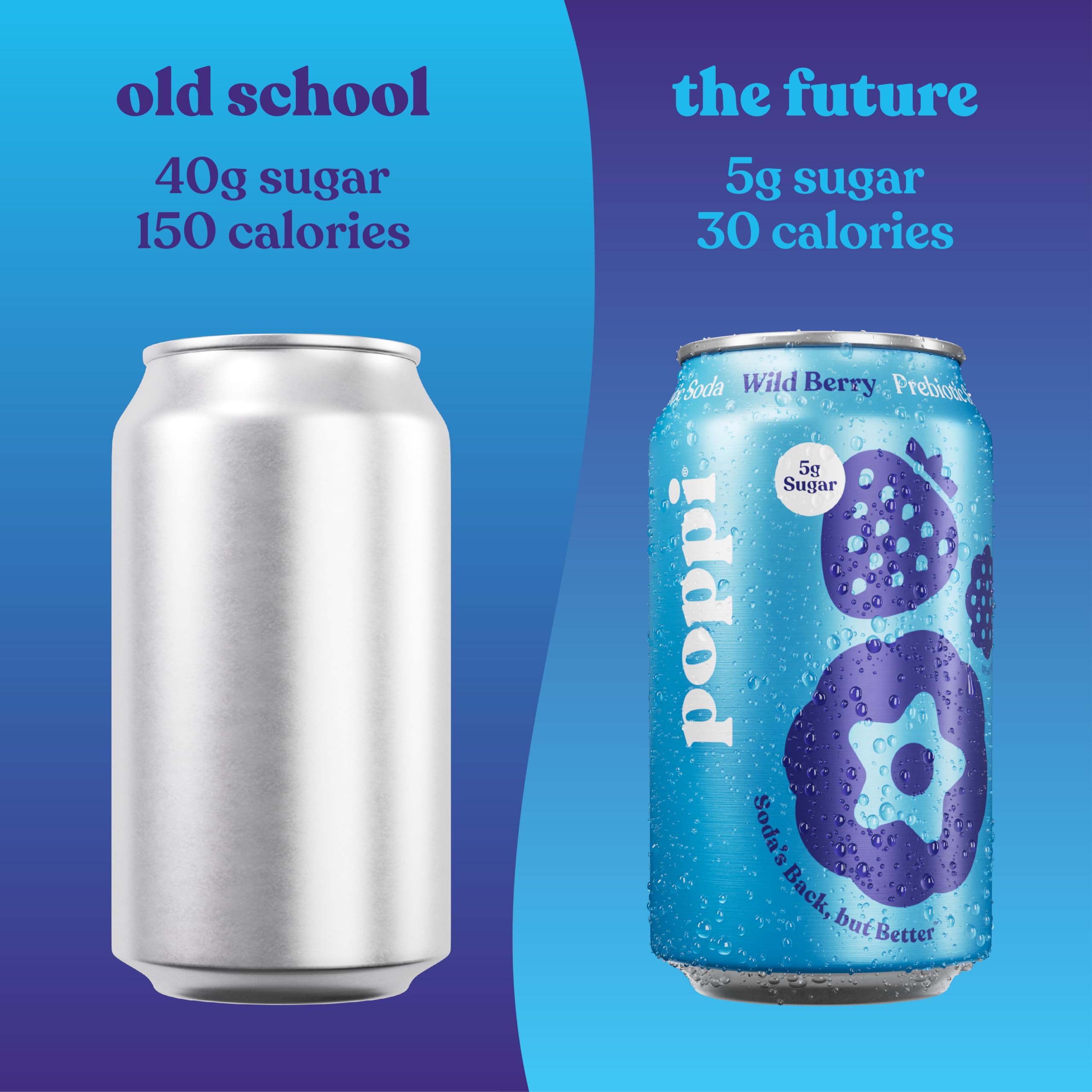 Poppi cans styled on a party table to illustrate entertaining ease and flavor variety