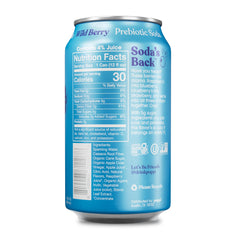 poppi Wild Berry can close-up with label details and crisp condensation, highlighting low-sugar appeal