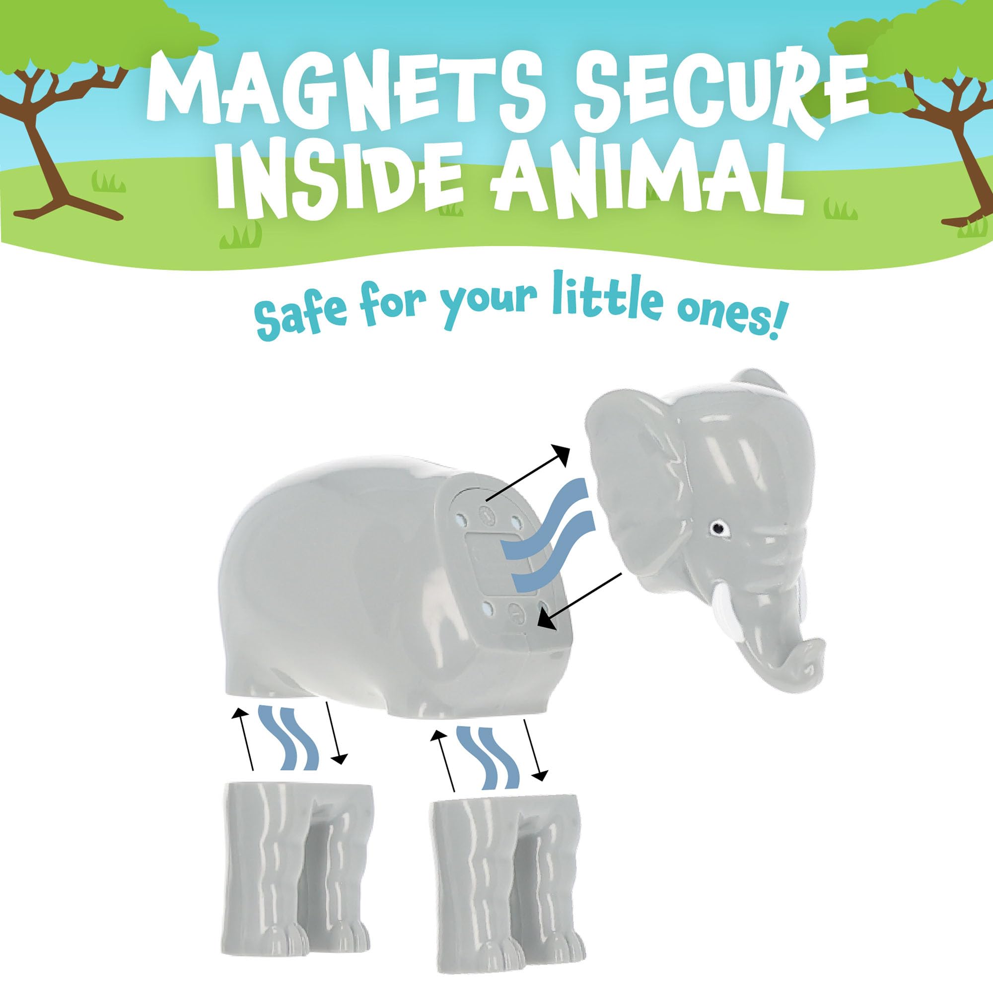 POPULAR PLAYTHINGS crocodile-giraffe hybrid assembled to illustrate creative play possibilities