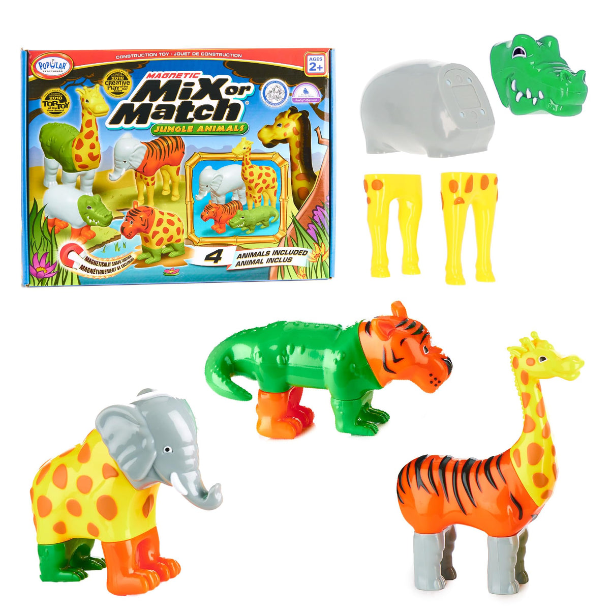 POPULAR PLAYTHINGS front packaging showing colorful magnetic animal pieces and benefits
