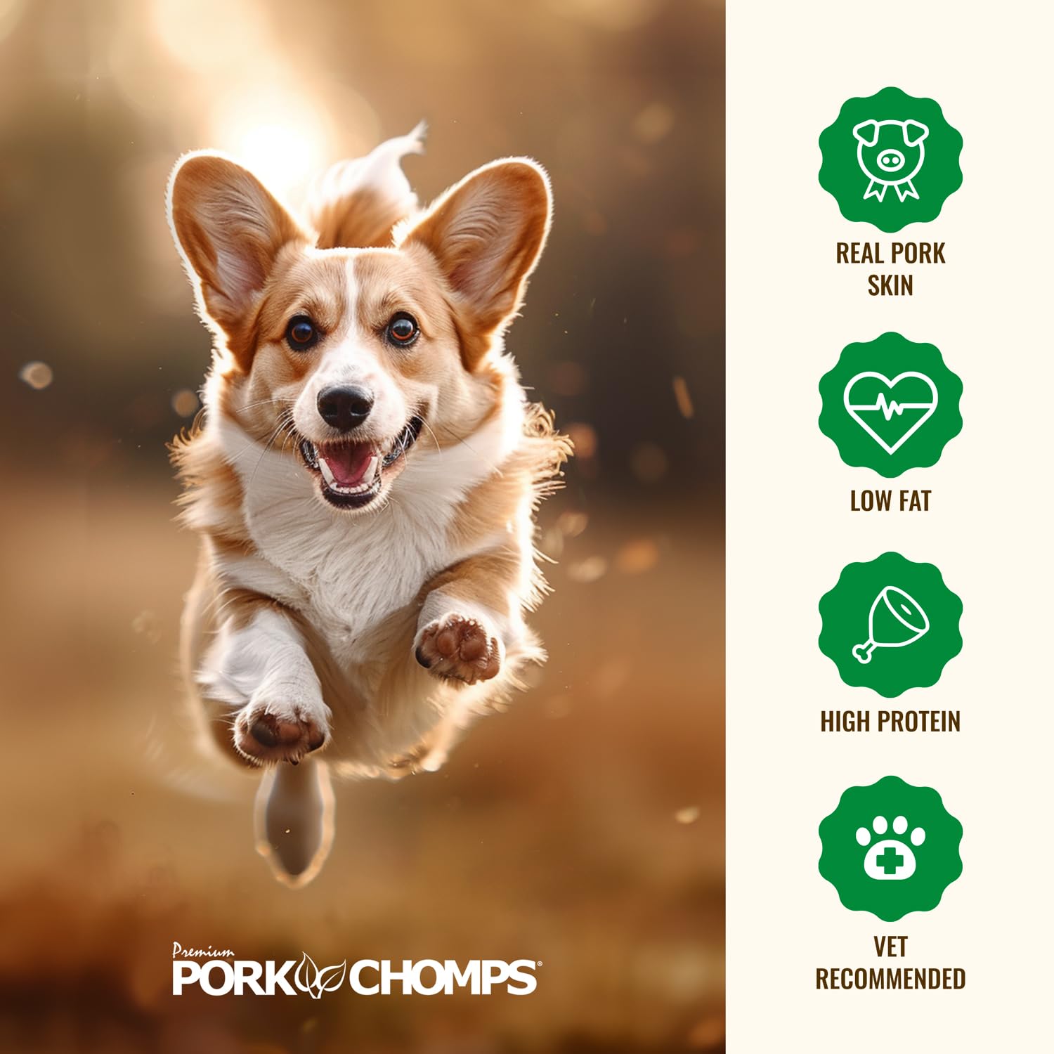 Pork Chomps resealable bag open demonstrating freshness preservation benefit