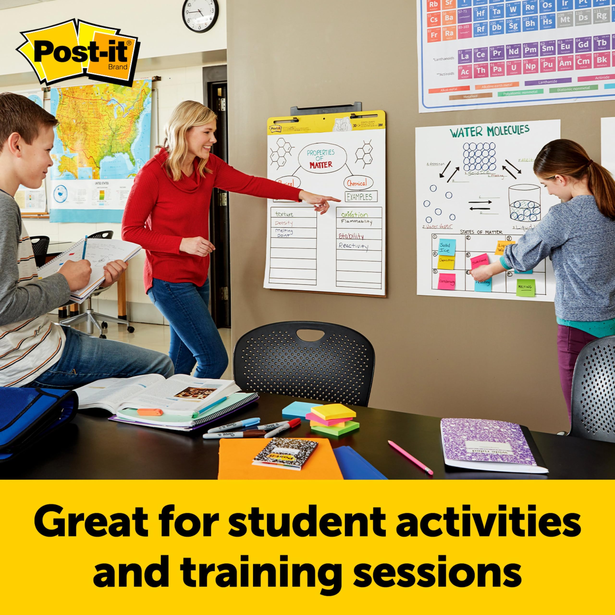 Post-it pad beside ruler showing 20 by 23 inch scale for ample writing area