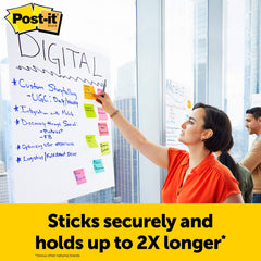 Post-it single sheet close-up showing texture and bright white, bleed-resistant surface