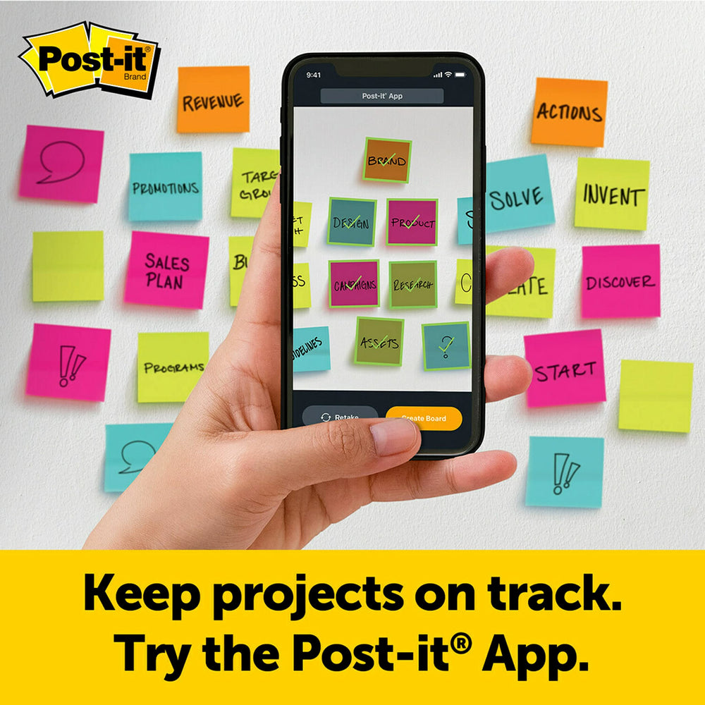 Two Post-it pads stacked highlighting extra sheets and ready refill capacity