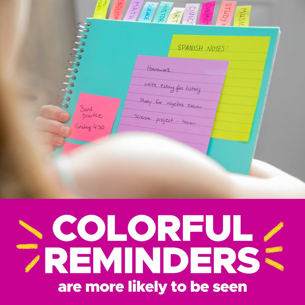 Post-it placed inside planner demonstrating reliable stick on planner pages benefit