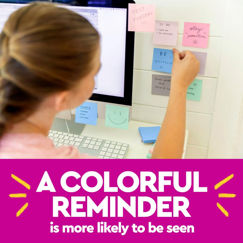 Post-it notes stuck on glass door demonstrating vertical adhesion benefit