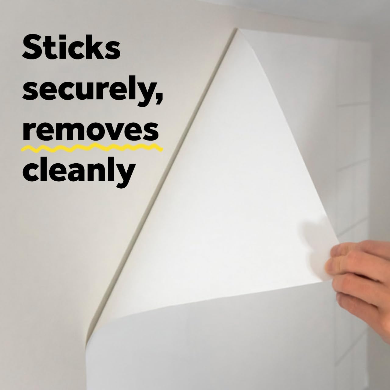 Post-it peel-and-stick installation showing quick tool-free setup