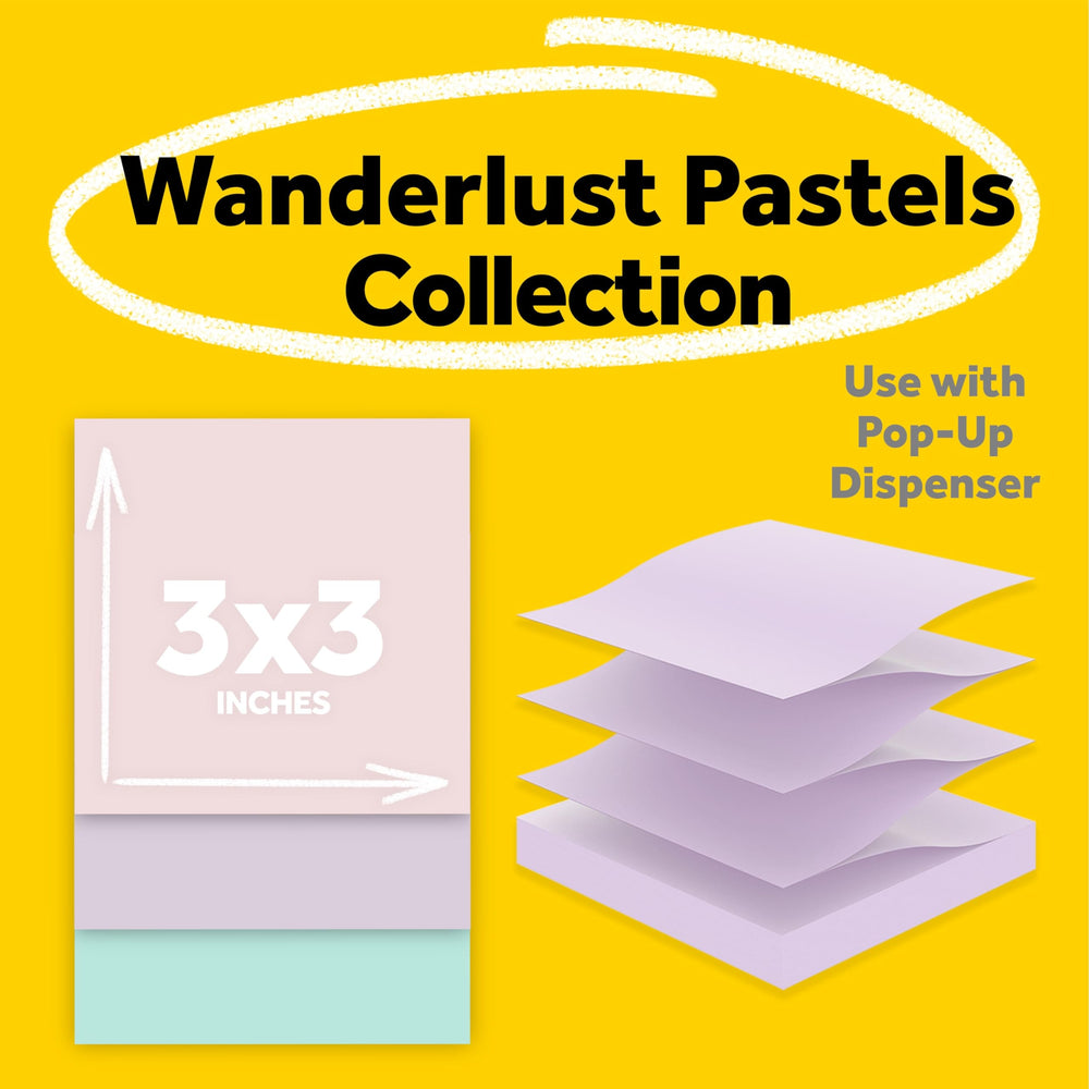 Post-it single 3x3 pad from the pack highlighting color and pad count