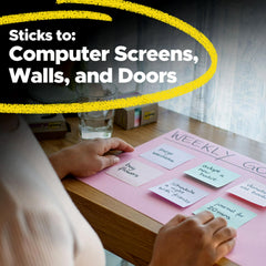 Post-it paper texture detail showing recycled fibers and smooth writing