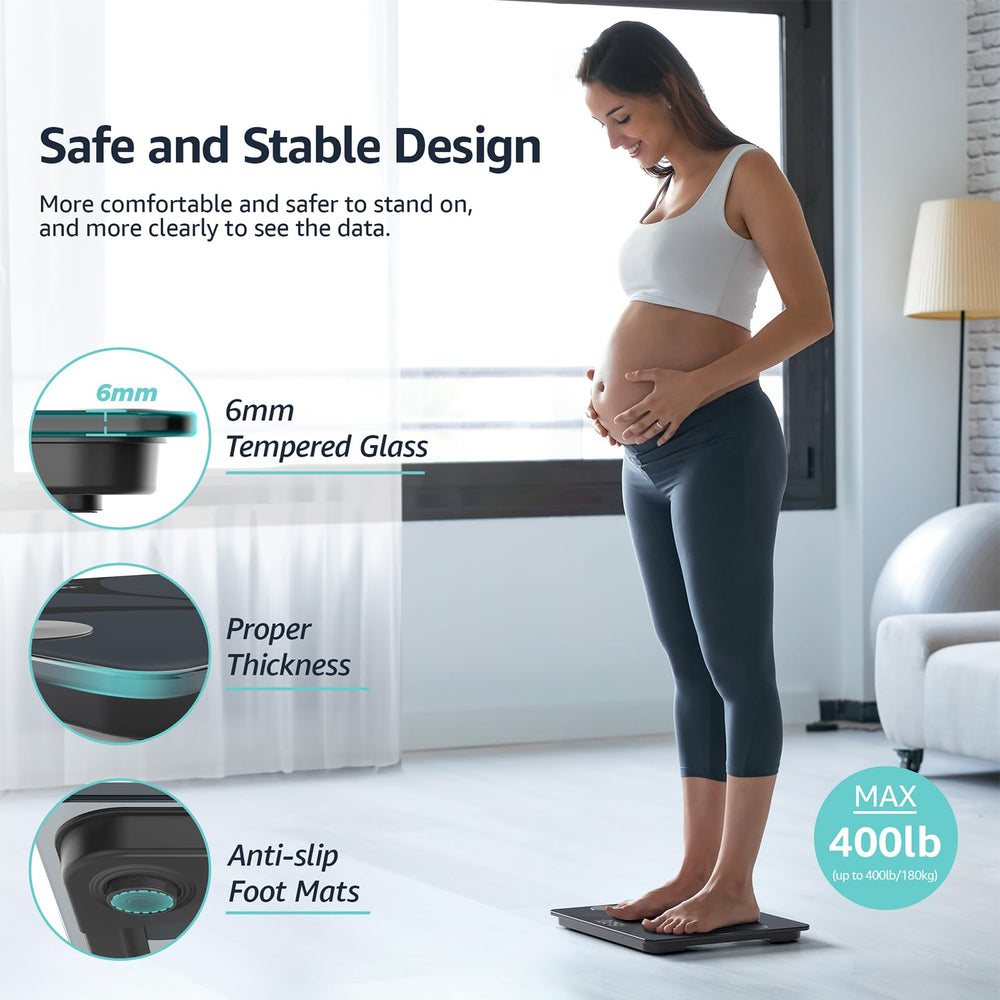 Posture scale paired with smartphone app showing synced charts and trend benefit