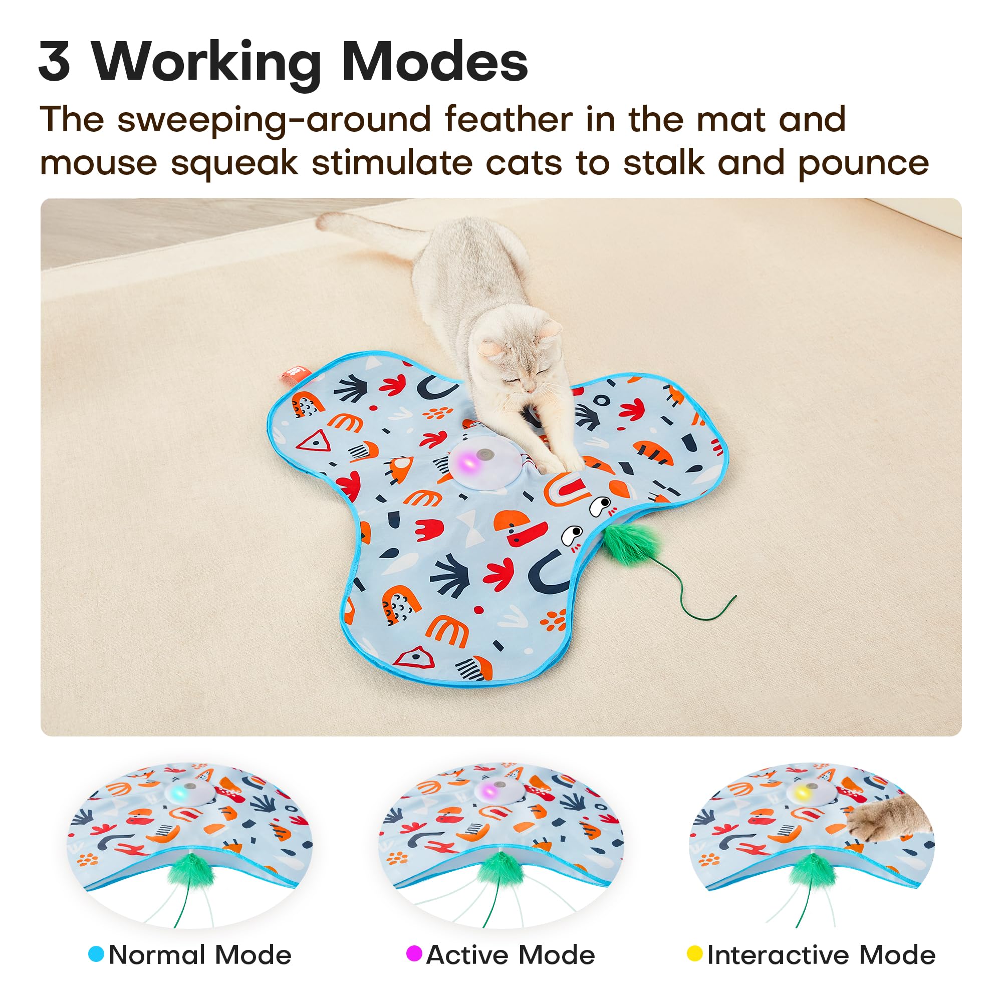 Potaroma in use with cat pouncing, promotes exercise and engagement