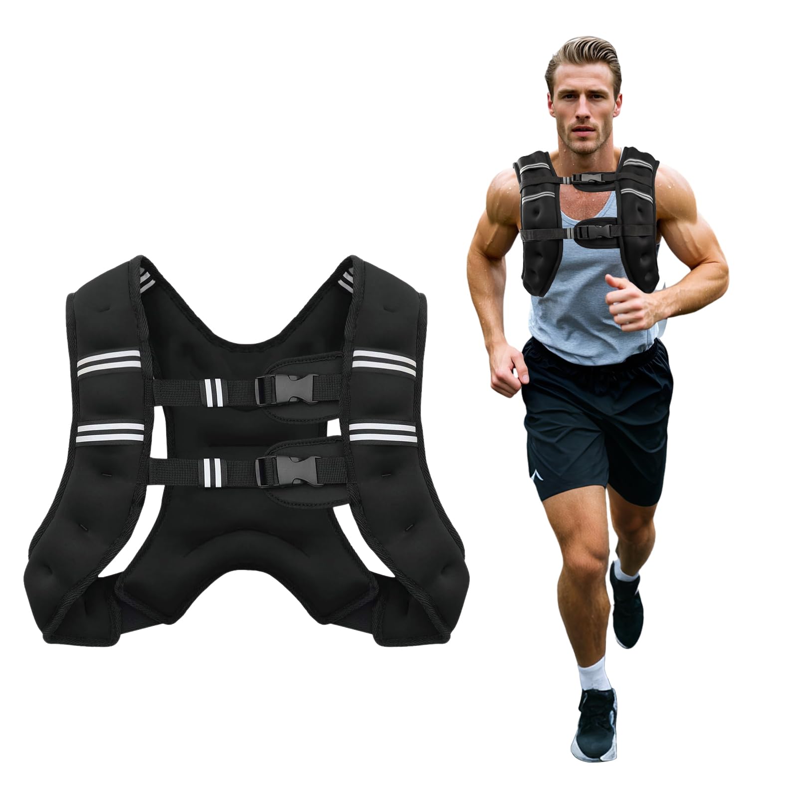 Poudee front view showing full vest and sleek profile for versatile workouts