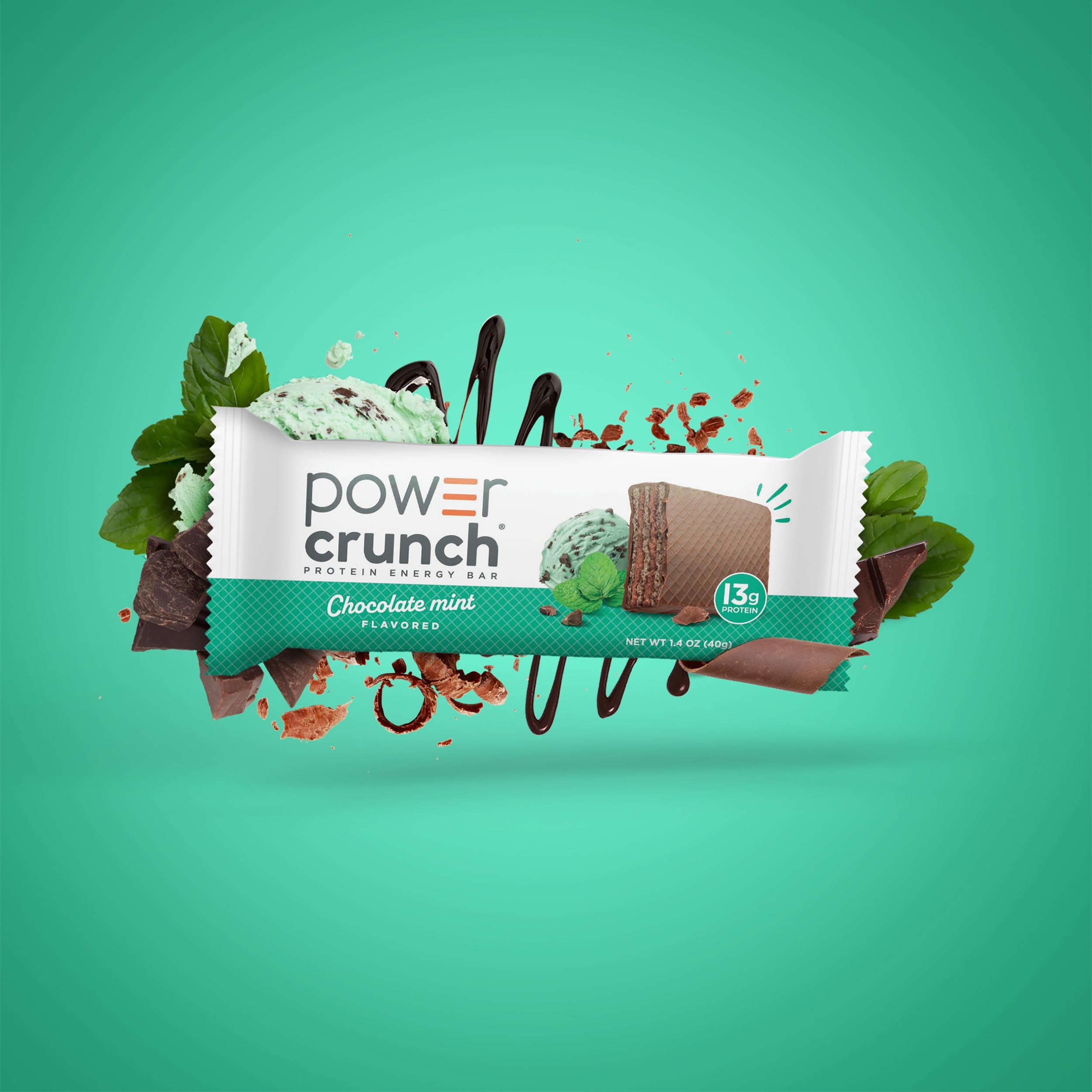 Power Crunch bar in hand displaying size and convenience for on-the-go snacking