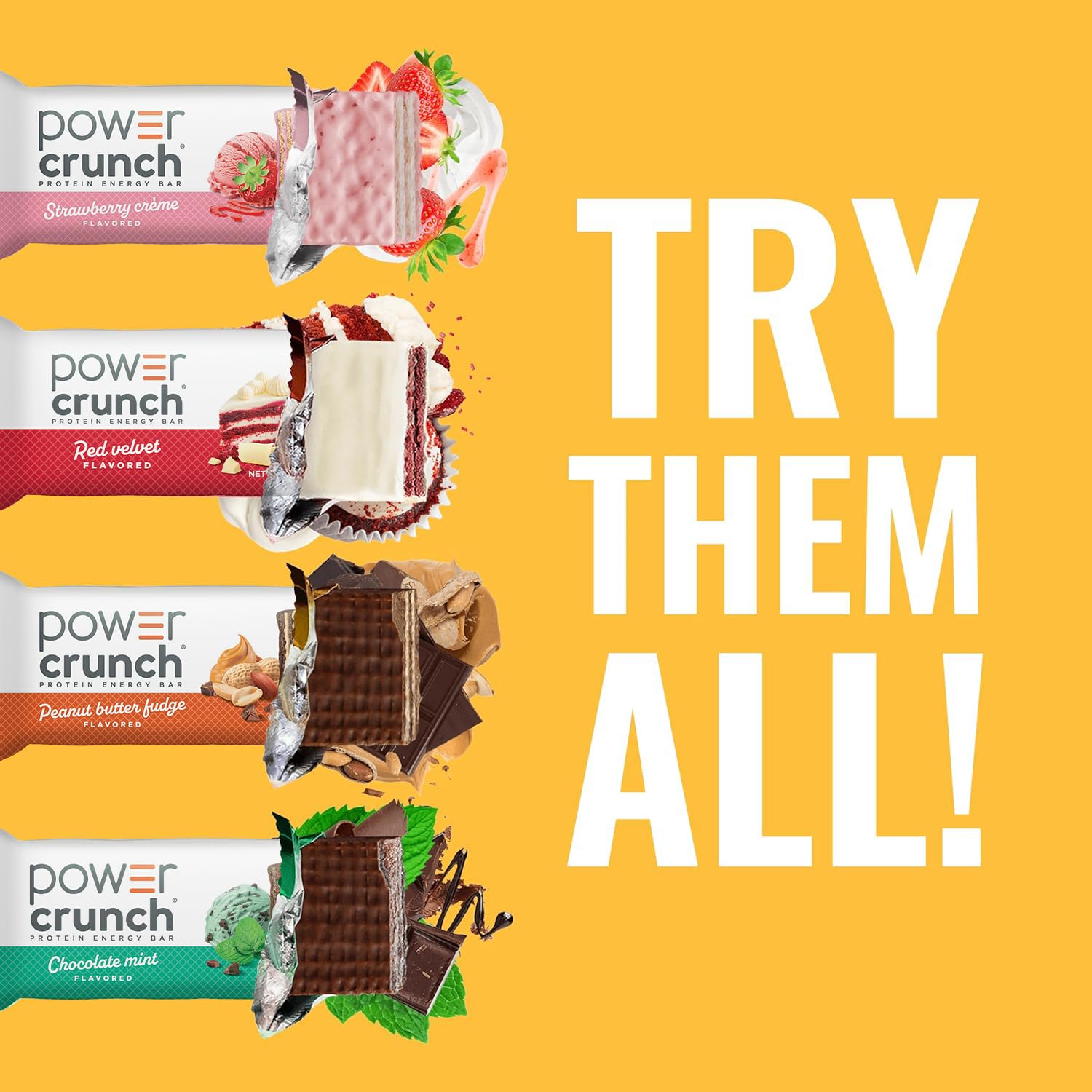 Power Crunch bars on kitchen counter as a snack moment for busy lifestyles