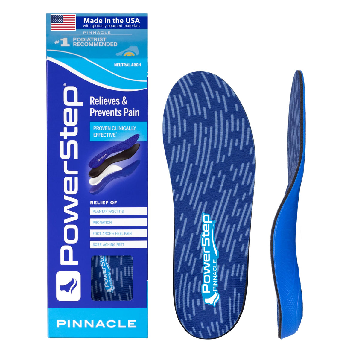 PowerStep Pinnacle front view showing arch and heel support for stability