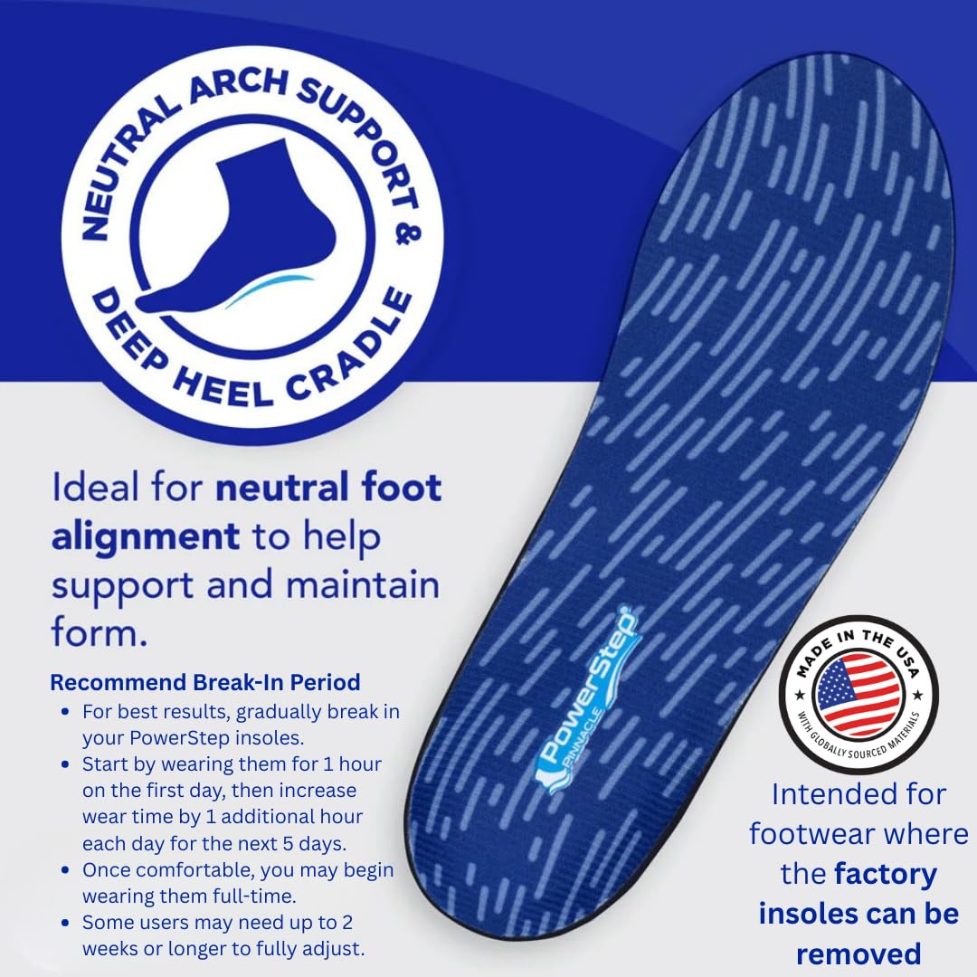 PowerStep Pinnacle inserted in athletic shoe showing improved fit and alignment