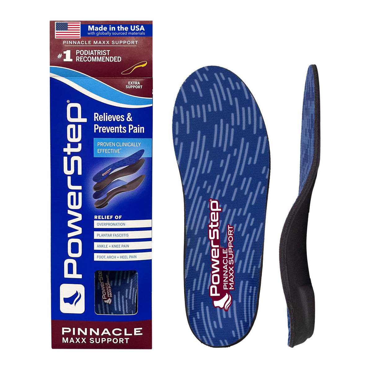 PowerStep Pinnacle Maxx front view showing full-length support and stability