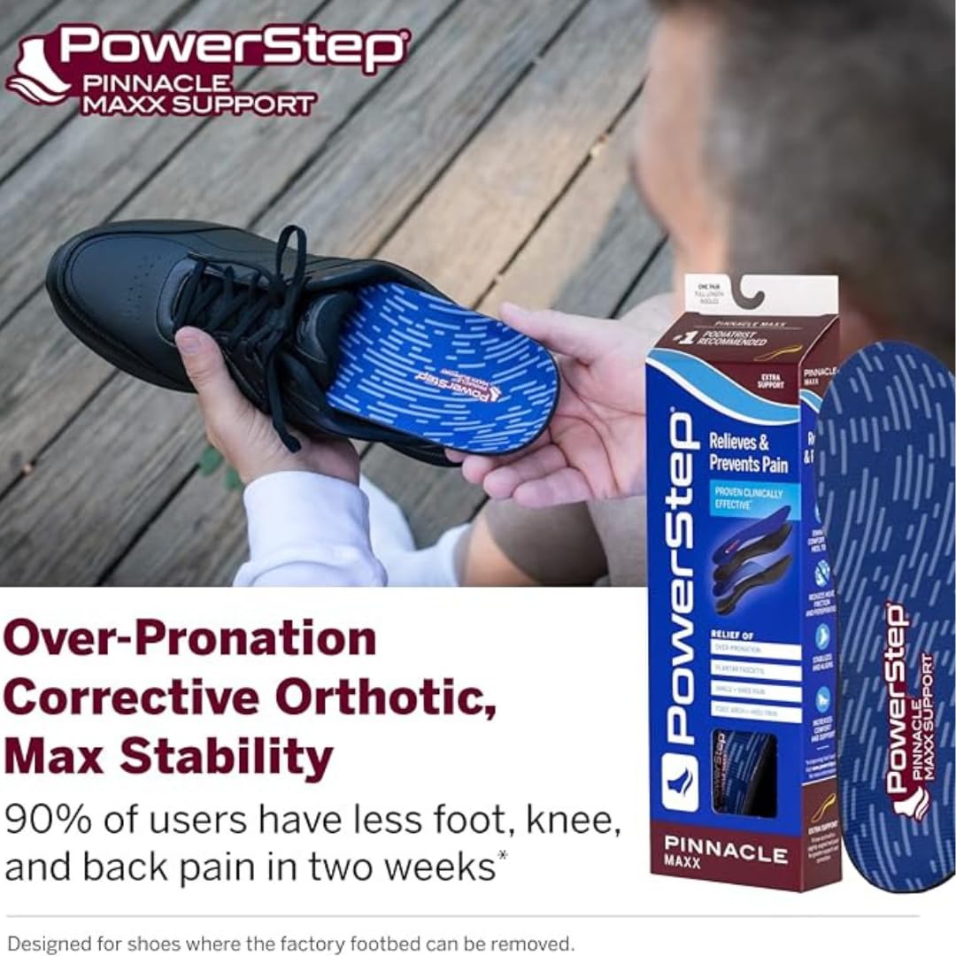 PowerStep Pinnacle Maxx inserted in a shoe demonstrating fit and ready-to-wear convenience