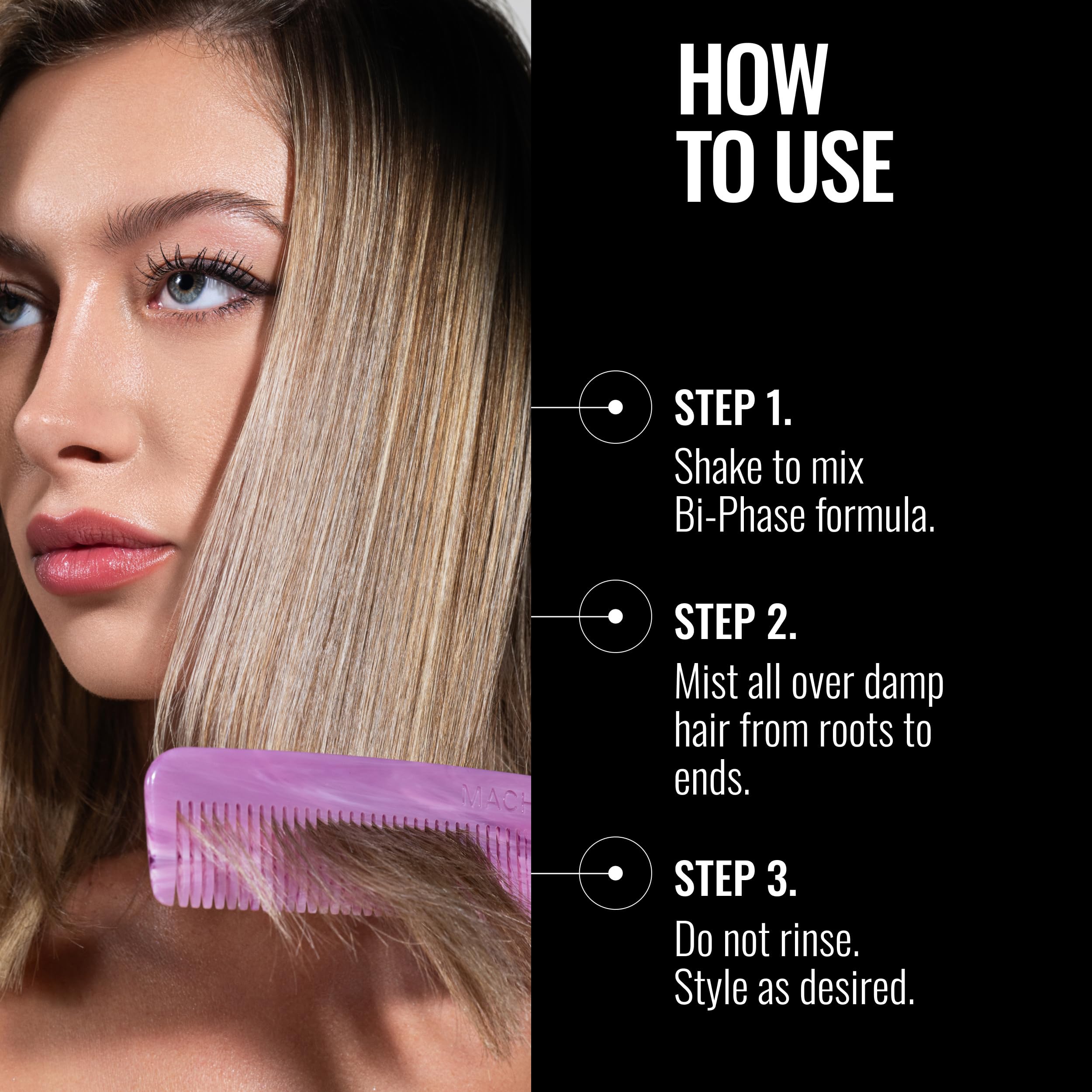 PRAVANA leave-in texture sprayed in air showing fine mist and even coverage benefit