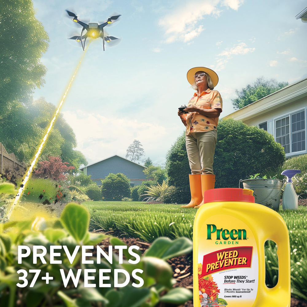 Preen applied around shrubs and trees to reduce competing weeds