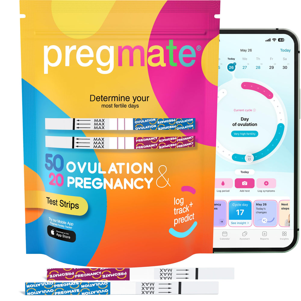 PREGMATE kit on bathroom counter in lifestyle setting showing convenient tracking
