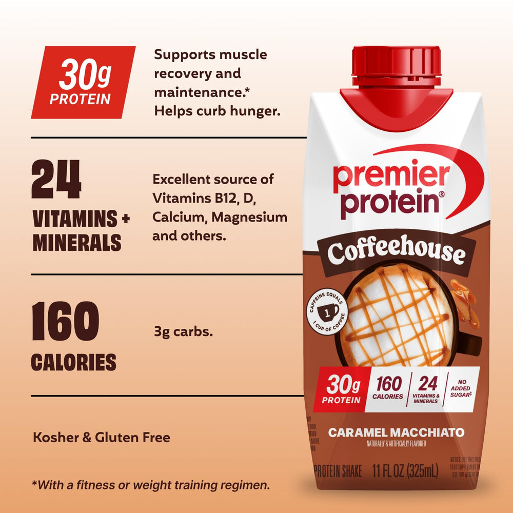 Premier Protein texture close-up showing creamy foam and smooth coffee flavor