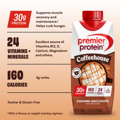 Premier Protein texture close-up showing creamy foam and smooth coffee flavor