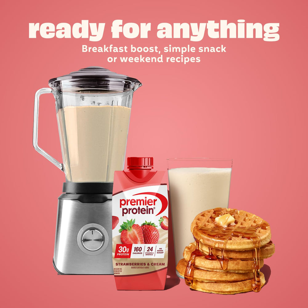Premier Protein used in a blended smoothie offering convenient nutrition on-the-go