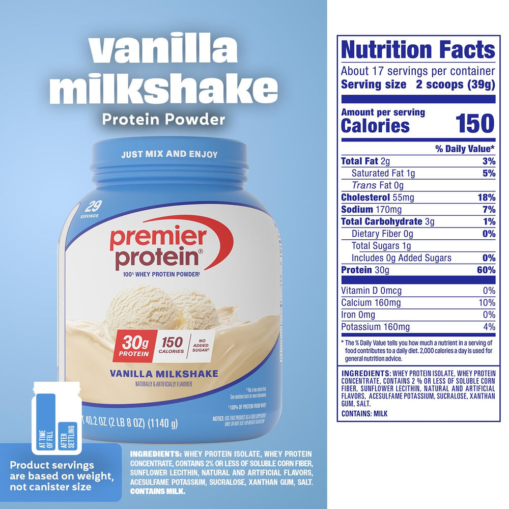 Premier Protein vanilla protein pancake on plate showing baking use and added protein