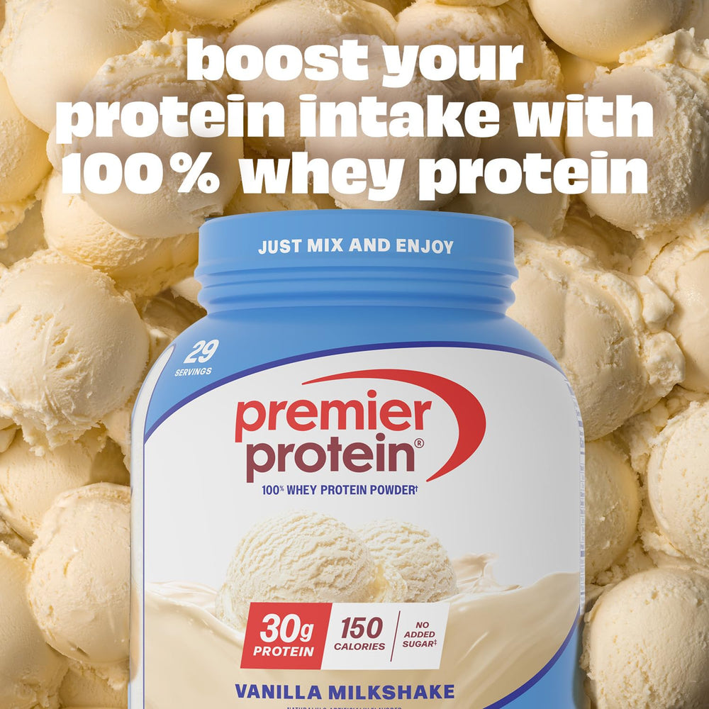 Premier Protein powder scoop measuring one serving ready to mix for convenient protein