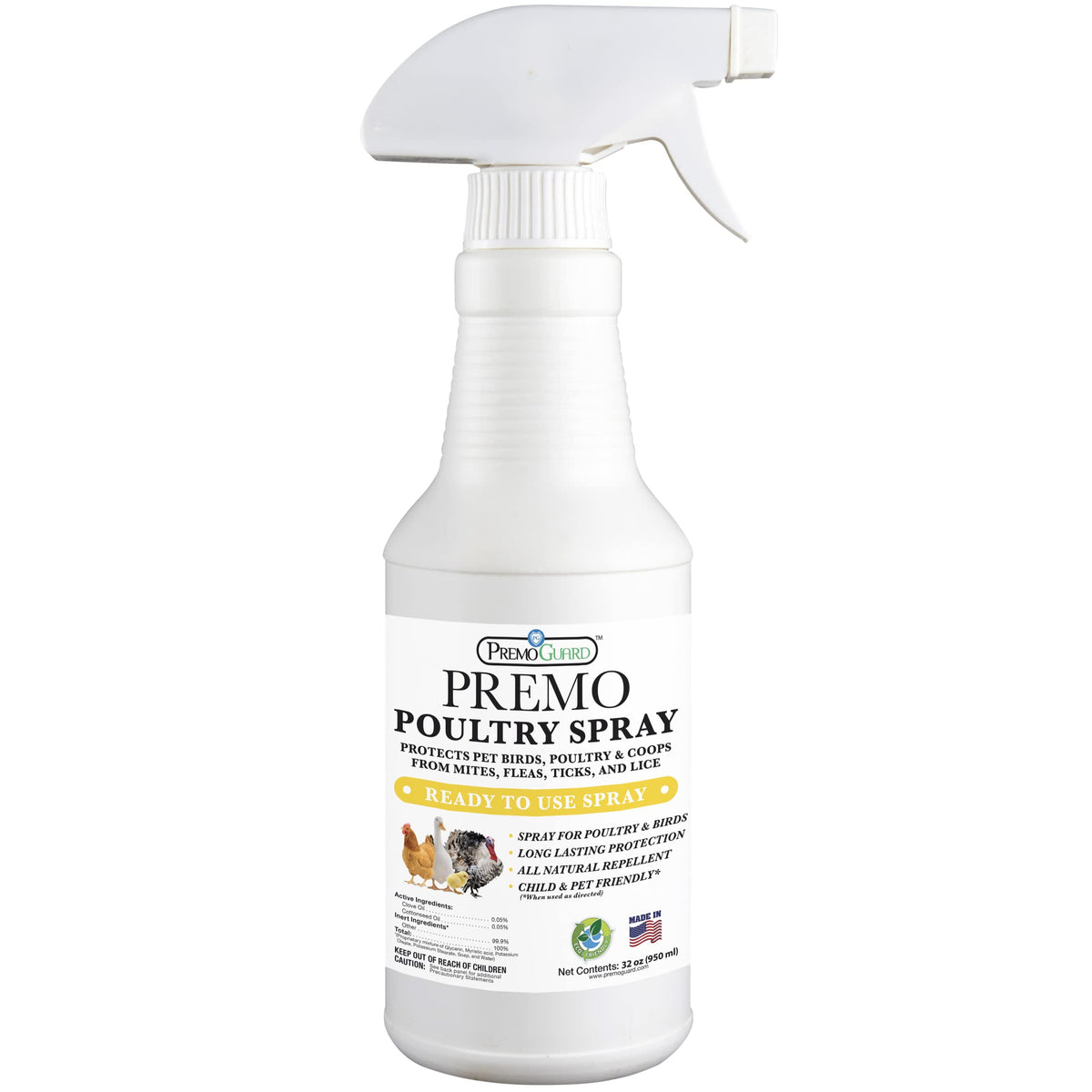 Premo Guard front spray bottle showing product for natural pest control