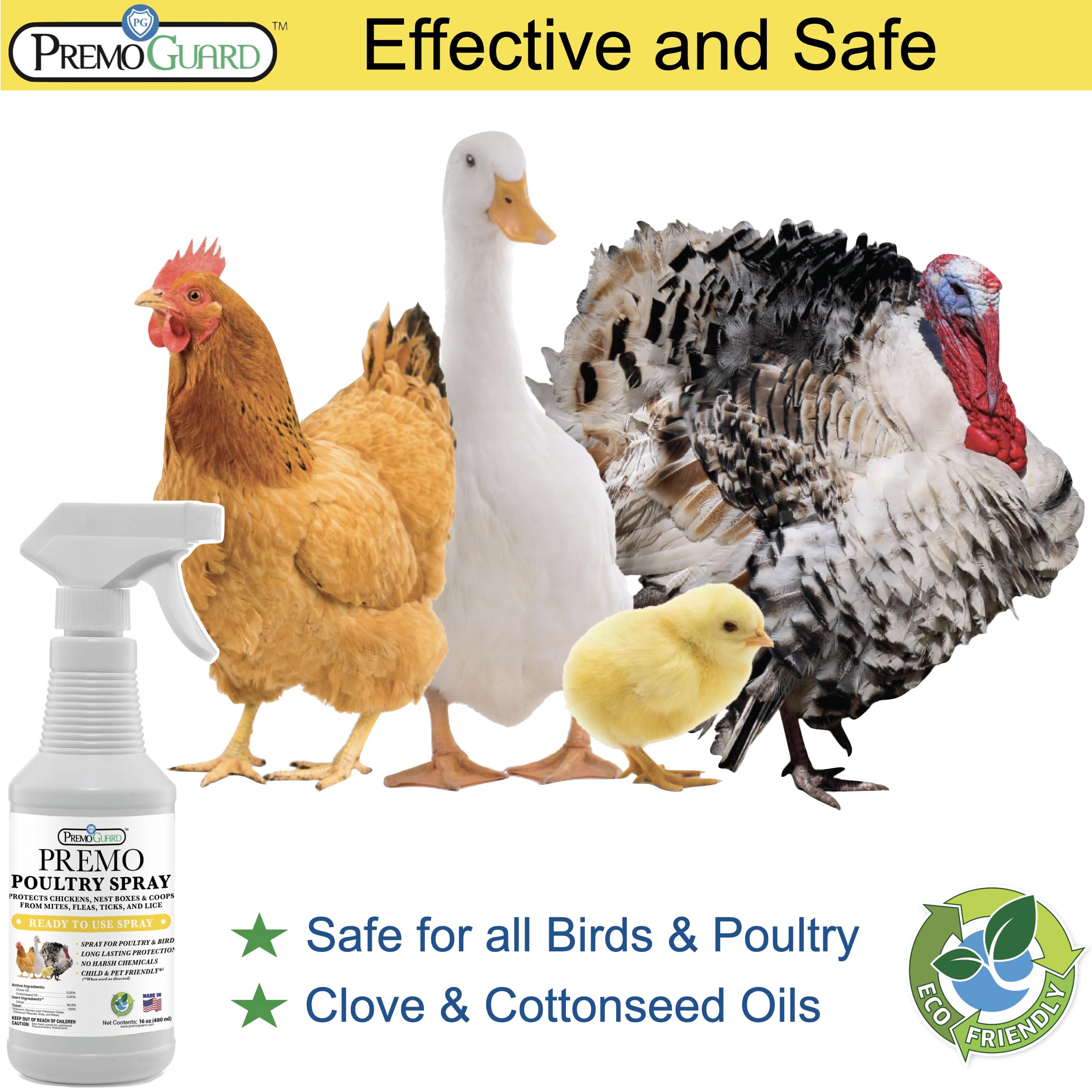 Premo Guard label closeup highlighting natural ingredients and safety