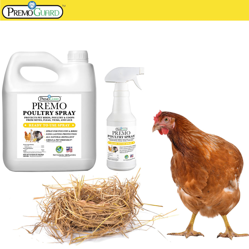 Premo Guard in a backyard flock scene showing natural pest control benefit