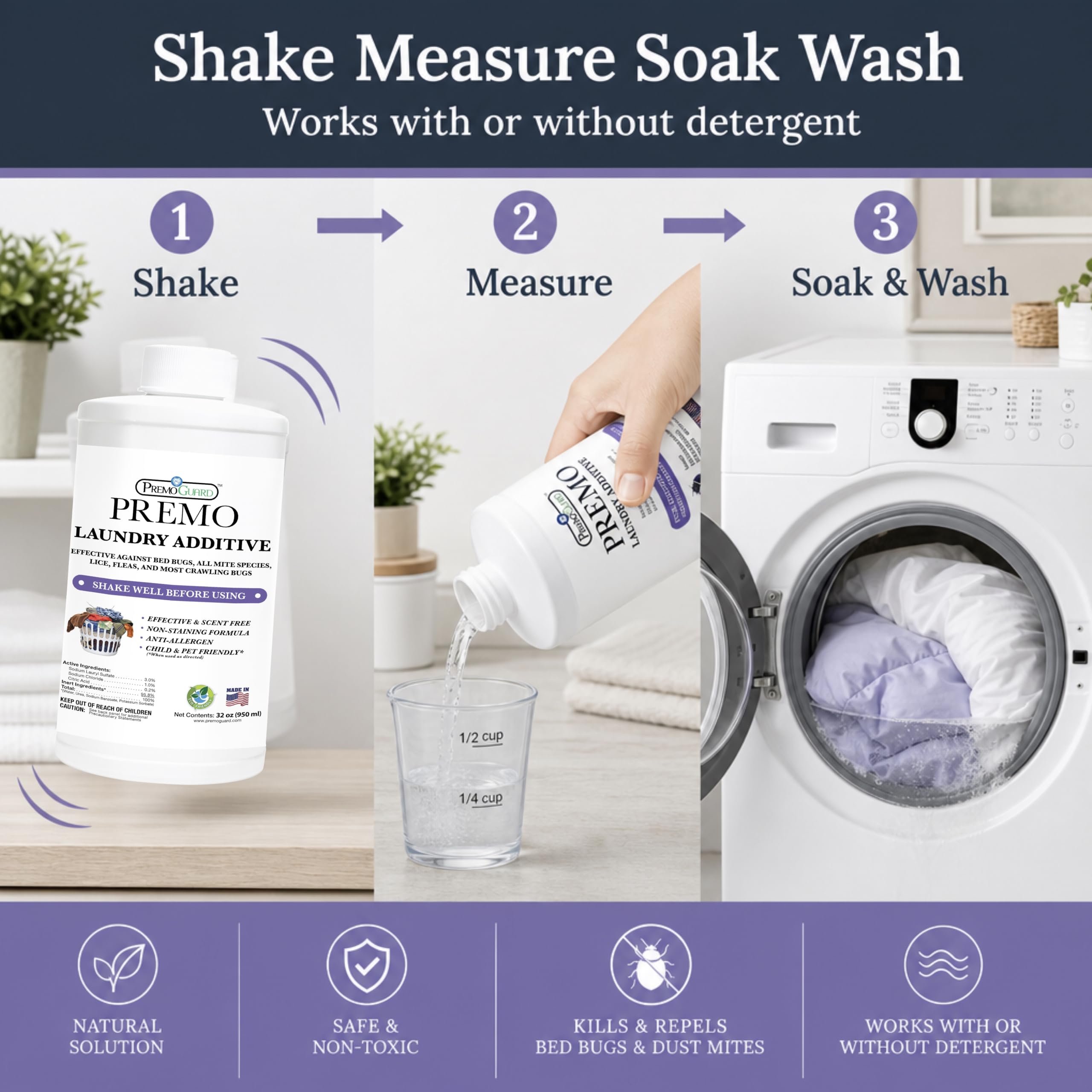 Premo Guard pouring into washing machine to illustrate easy-use benefit