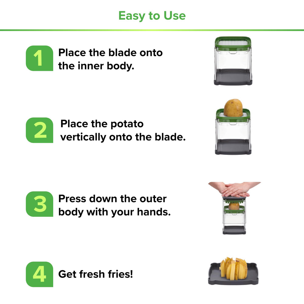 Prep Naturals cutter next to a potato showing scale and appropriate capacity benefit