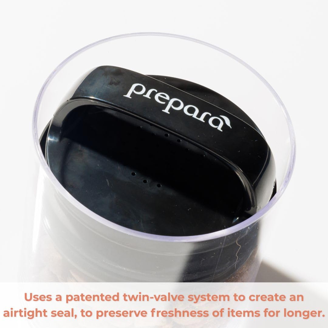 Prepara EVAK lid handle detail focusing on lift mechanism for quick airtight access