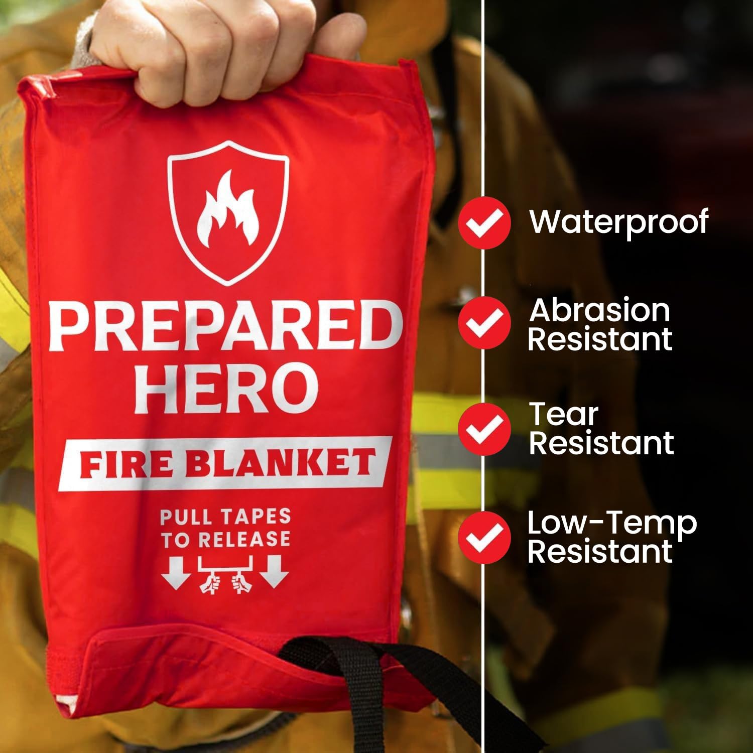 Prepared Hero folded blanket in pouch compact for storage and easy access in emergencies