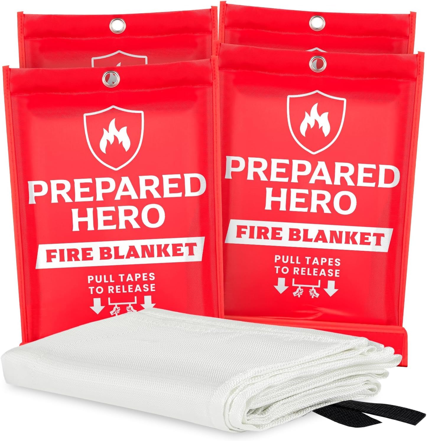 Prepared Hero front packaging showing four blankets and safety labeling for quick protection