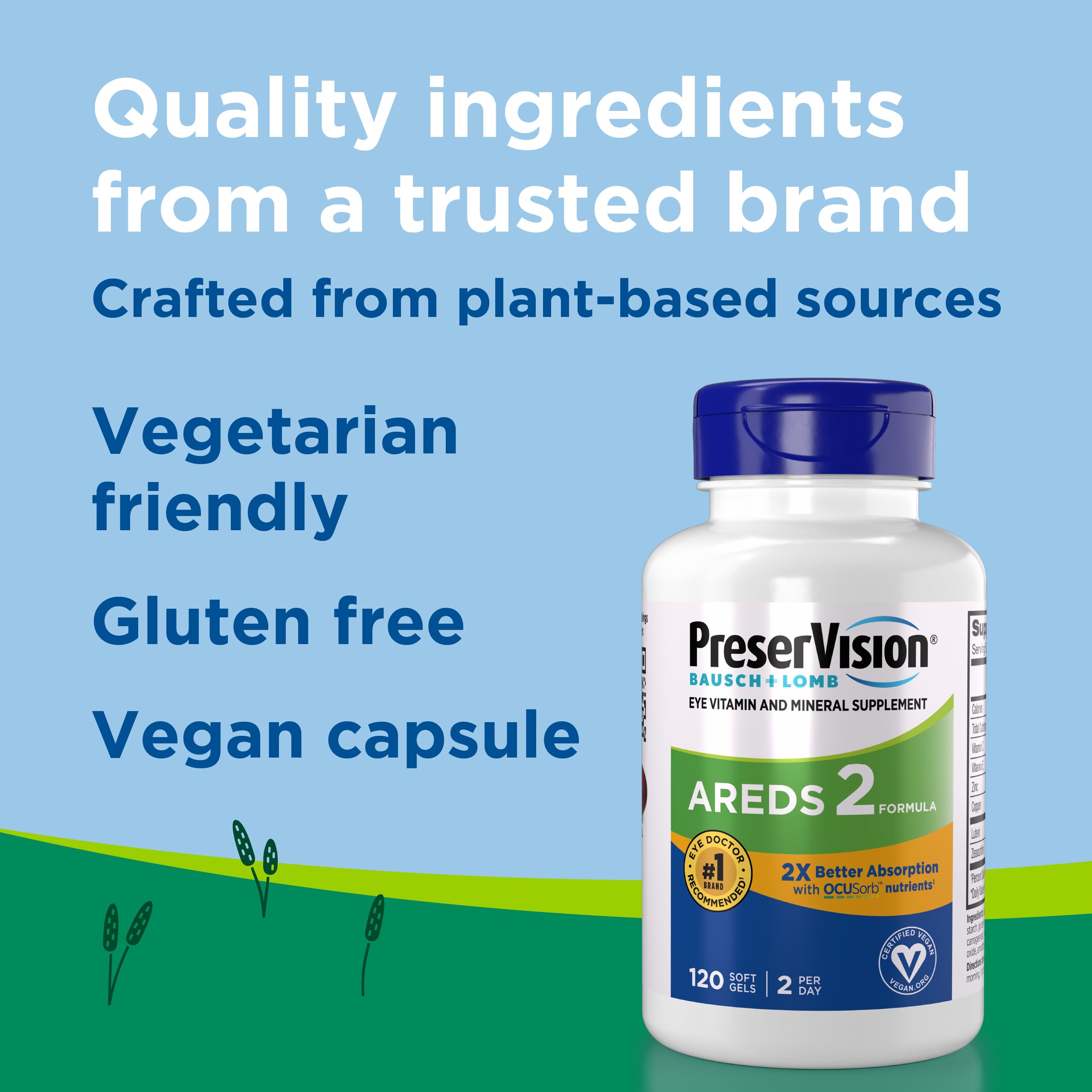 PreserVision softgels in hand showing capsule size and daily dosing ease