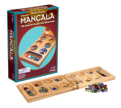 Pressman mancala front view showing board and stones for easy play setup