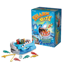 Pressman Shark Bite front packaging showing contents and family-friendly artwork