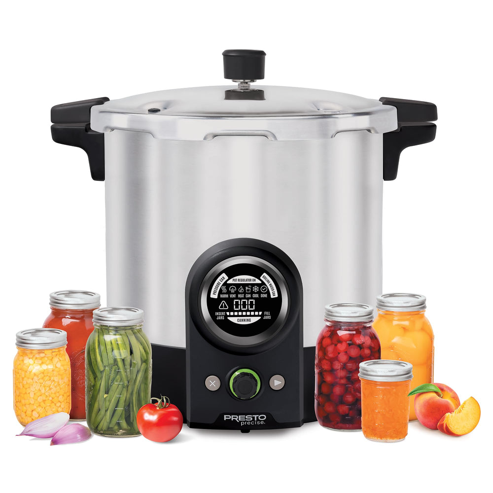 Presto next to a quart jar showing extra-tall capacity benefit