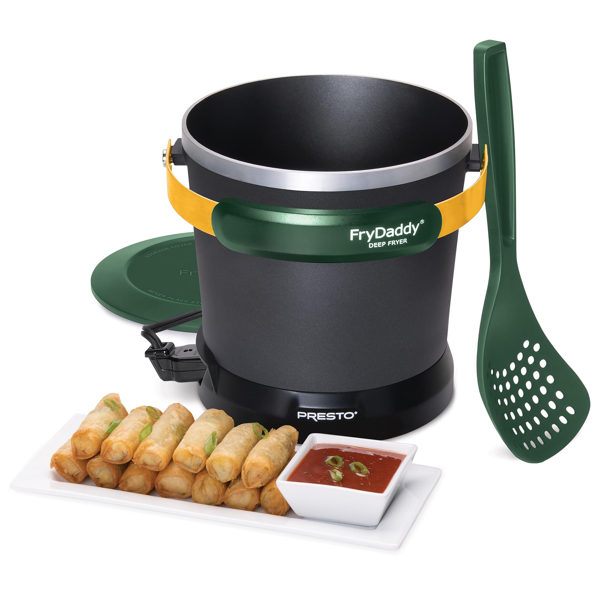 Presto FryDaddy heavy cast-aluminum body detail showing durable, easy-to-store construction