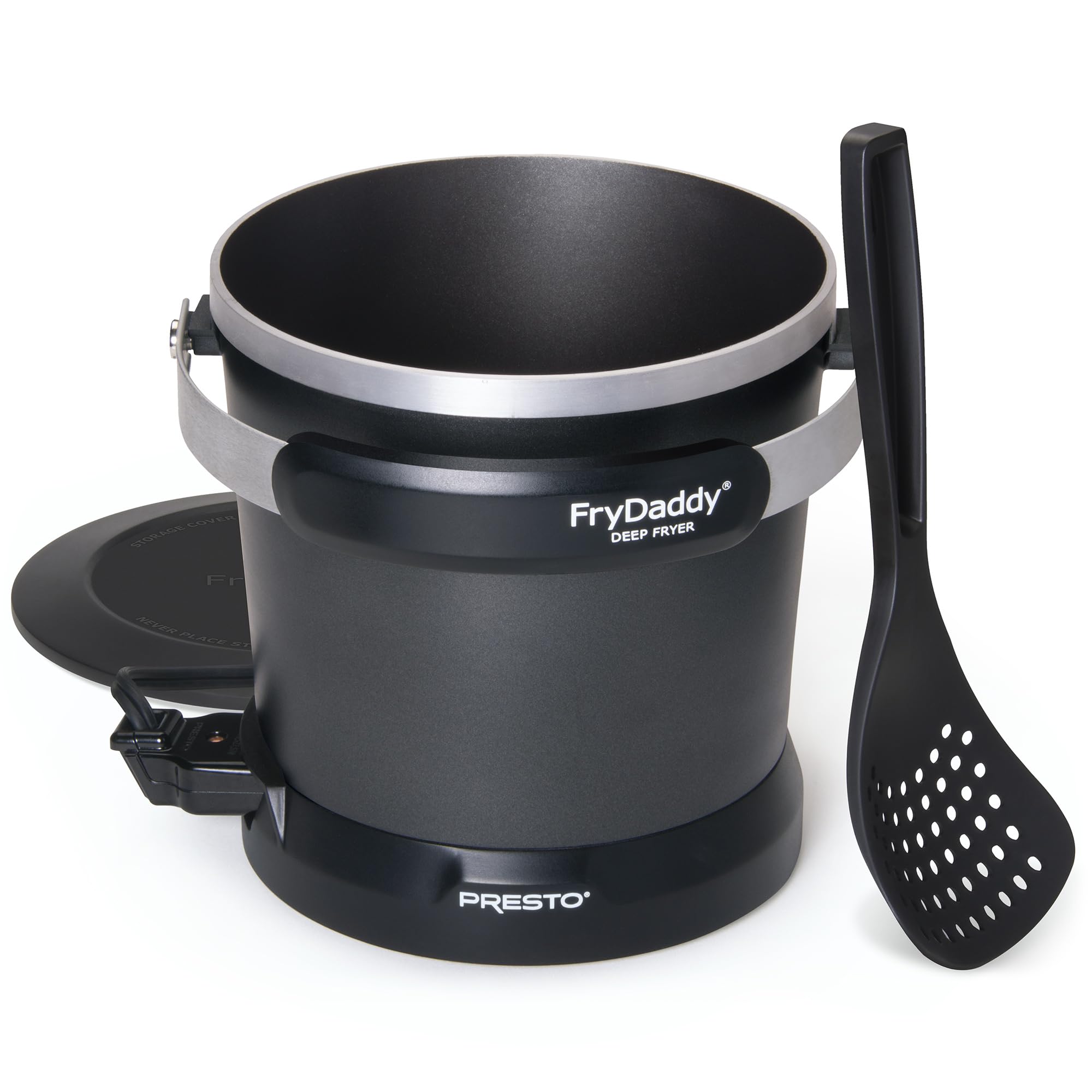 Presto FryDaddy hand scoop and swing-up handle for easy serving benefit