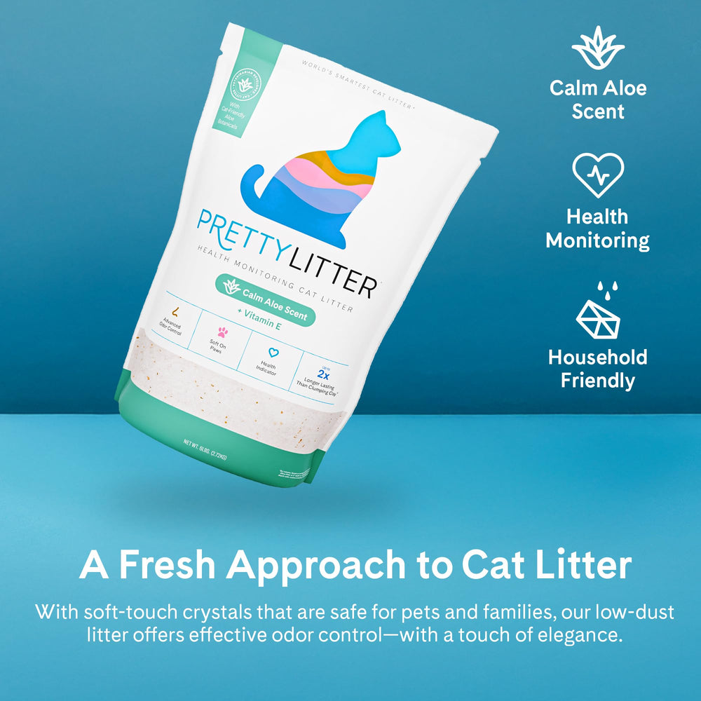 PrettyLitter label closeup showing brand and ingredient clarity